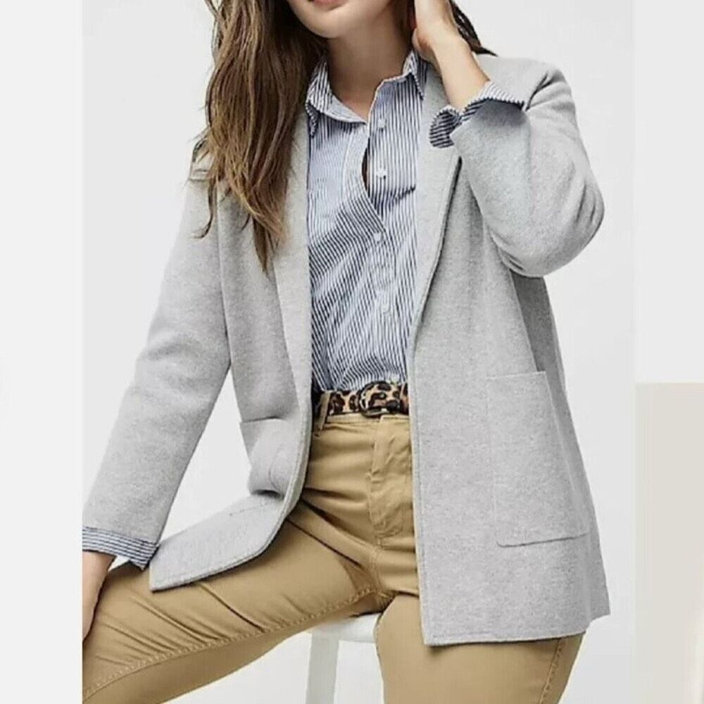 J. Crew Womens Gray Merino Wool Blend Sophie Open Front Cardigan Sweater Small